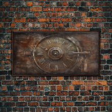 Load image into Gallery viewer, Clock Wall Decor, Steampunk Wall Art, Brown Grunge Wall Art, Panoramic Wall Decor, Canvas Print, Wall Art, Framed Canvas Art
