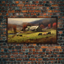 Carregar imagem no visualizador da galeria, Farm Wall Decor, Country Wall Decor, Farm Animals Wall Decor, Fall Wall Art, Panoramic Wall Decor, Canvas Print, Wall Art, Framed Canvas Art
