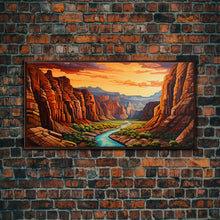 Load image into Gallery viewer, Canyon Wall Art, River Wall Print, Panoramic Art, Wall Art, Canvas Art, Landscape Art, Gift For Him, Rustic Wall Decor, Teen Boy Wall Art
