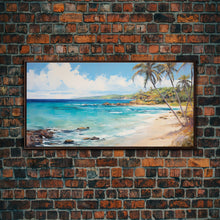 Load image into Gallery viewer, Palm Tree Beach Print, Beach Art, Framed Canvas Art, Original Beach Painting, Palm Tree Poster, Landscape Painting, Tropical Decor
