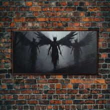 Carregar imagem no visualizador da galeria, Fallen Angels Canvas Print, Framed Wall Art, Halloween Decor, Angelic Art, Halloween Art Prints, Charcoal Sketch, Unique Wall Decor
