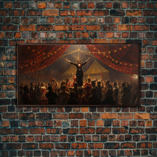 Load image into Gallery viewer, The Cursed Circus, Unique Halloween Art, Framed Canvas Print, Halloween Poster Art, Horror Prints

