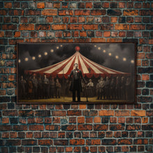 Load image into Gallery viewer, The Cursed Circus, Unique Halloween Art, Framed Canvas Print, Halloween Poster Art, Horror Prints, Victorian Oil Painting, Halloween Decor
