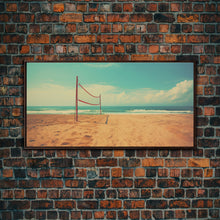 Carregar imagem no visualizador da galeria, Beach Volleyball Net, Framed Canvas Print, Liminal Art, Framed Wall Decor, Beach Photography, Surf Art, Surf Print, Nautical Decor
