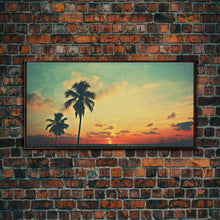 Load image into Gallery viewer, Distressed Old Photo Of Miami Beaches In the 1980s - Framed Canvas Print - Photography Print - Vaporwave Aesthetic Wall Art
