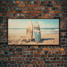 Carregar imagem no visualizador da galeria, Abandoned Surfboards On Miami Beaches In the 1980s - Framed Canvas Print - Photography Print - Vaporwave Aesthetic Wall Art
