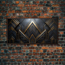 Cargar imagen en el visor de la galería, Black and Gold Art Deco Wall Art, Framed Canvas Print, 1920s Art Deco Print, Stylish Art Deco Canvas Poster, Framed or Unframed, Retro
