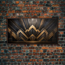 Cargar imagen en el visor de la galería, Black and Gold Art Deco Wall Art, Framed Canvas Print, 1920s Art Deco Print, Stylish Art Deco Canvas Poster, Framed or Unframed, Retro
