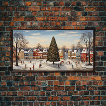 Cargar imagen en el visor de la galería, Christmas Tree In Town Square Framed Christmas Wall Art - Framed Christmas Art - Canvas Art - St. Nicholas - Winter Wonderland Centerpiece
