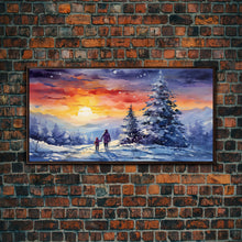 Carregar imagem no visualizador da galeria, A Christmas Day Hike - Winter Wonderland Framed Canvas Print - Christmas Decor - Christmas Oil Painting - Holiday Wall Art Painting
