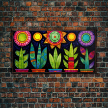 Carregar imagem no visualizador da galeria, Boho Style Minimalist Arizona Art, Framed Canvas Print, Retro Abstract Succulent Art, Southwest Decor

