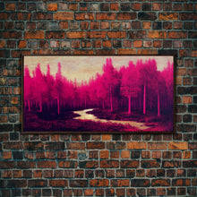 Cargar imagen en el visor de la galería, Fuchsia Forest, Surreal Abstract Trippy Psychedelic Art, Ready To Hang Canvas Print, Framed Wall Art
