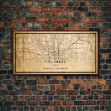 Cargar imagen en el visor de la galería, Columbus vintage map print poster or framed canvas, Ohio map print poster canvas, Columbus city map print poster canvas

