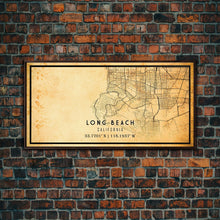 Load image into Gallery viewer, Long Beach map print poster or framed canvas | California map print poster canvas | Long Beach city map print poster canvas, distressed map
