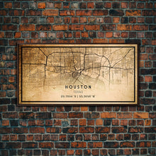 Load image into Gallery viewer, Distressed Houston map print poster canvas print, framed road map art, Texas map print poster canvas, Houston city map print poster canvas
