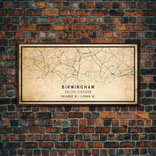 Cargar imagen en el visor de la galería, Birmingham UK map print poster or framed canvas, England map print poster canvas, UK city map print poster canvas, Vintage Travel Art
