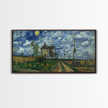 Load image into Gallery viewer, Haunted Countryside, Framed Canvas Print, Spooky Starry Night Inspired Halloween Wall Art
