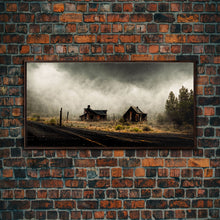 Carregar imagem no visualizador da galeria, Ghost town canvas art, wild west theme, abandoned art

