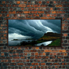 Carregar imagem no visualizador da galeria, Foggy night rainstorm over the lake canvas print, nature and landscape wall art, ready to hang, cool wall art
