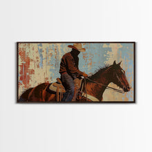 Load image into Gallery viewer, Cowboy Riding Horse in Abstract Style, Perfect Bedroom Art, Framed Canvas Print, Rustic Living Room Decor, Modern Home Decoration
