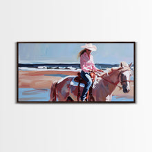 Load image into Gallery viewer, Cowboy Riding Bucking Horse, High Energy Framed Canvas Print, Perfect for Western Living Room Art, Bedroom Decor, Rustic Home Wall Art
