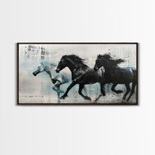 Carregar imagem no visualizador da galeria, Galloping Horses in Monochrome Abstract Landscape, Perfect Wall Art, Framed Canvas Print for Living Room or Bedroom Decor, Equestrian Art
