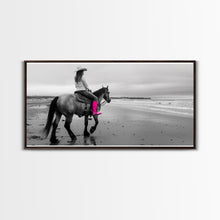 Carregar imagem no visualizador da galeria, Framed Canvas Print of Highland Cow in Winter Hat, Fun and Quirky Wall Art for Living Room or Bedroom, Unique Decor

