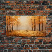 Cargar imagen en el visor de la galería, Fall Decor Framed Canvas Print | Trees With Falling Leaves | Fall Wedding Decor | Fall Home Decor | Fall Wall Decor | Rustic Fall Decor
