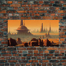 Load image into Gallery viewer, Futuristic Alien Desert World, Scifi Art, Framed Canvas Print, Cool Wall Art
