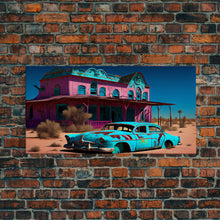 Carregar imagem no visualizador da galeria, Fallout Style Art, Atomic age, abandoned post apocalyptic, framed canvas print, cool wall art
