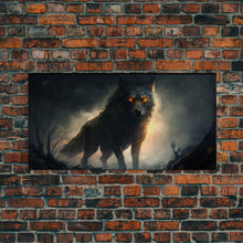 Load image into Gallery viewer, The Great Wolf Fenrir, Framed Canvas Print, Norse Mythology, Fantasy Art

