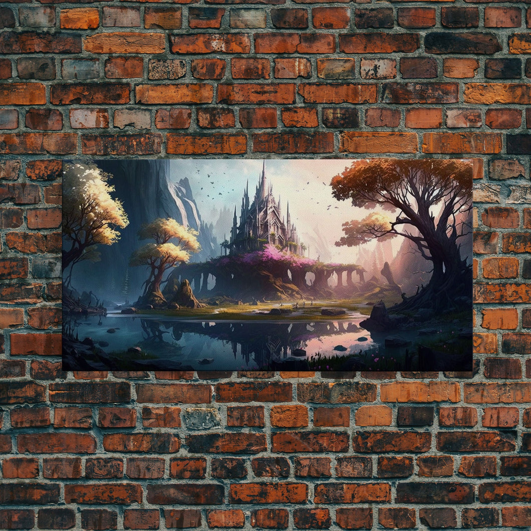 Norse Mythology Art, Alfheim Realm of the Light Elves, Framed Canvas Print, Fantasy Wall Art