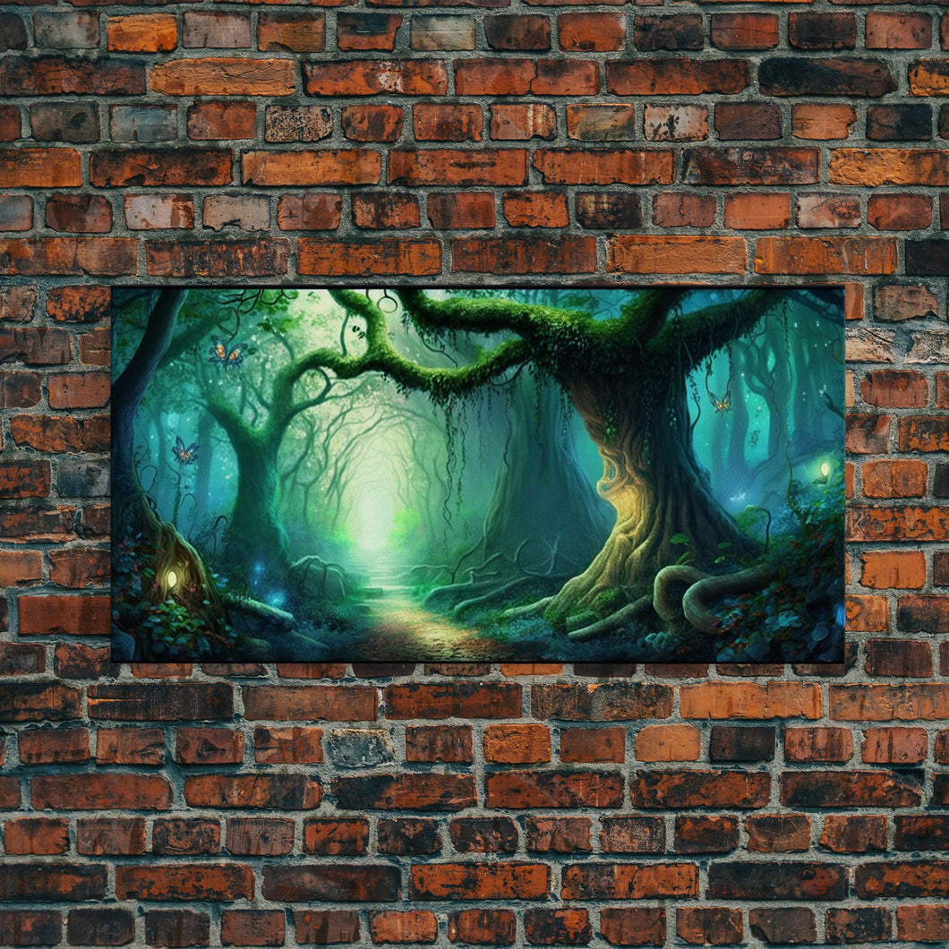 Beautiful magical fairy forest, Framed canvas print, Fantasy forest wall art Enchanted forest, Fantasy Home Decor