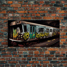 Carregar imagem no visualizador da galeria, Graffiti Subway Car - Cool Wall Art -Framed Canvas Print - Unique Wall Decor - Framed Art - Train Car With Graffiti
