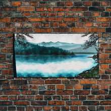Load image into Gallery viewer, Mountain Lake, Watercolor Landscape Painting Canvas Print - Ready To Hang Large Gallery Wrapped Canvas Wall Art Prints With Floating Frames
