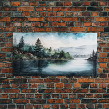 Load image into Gallery viewer, framed lake landscape art | framed wall art | living room wall decor | Canvas Print | minimalist landscape | abstract landscape art | Rustic
