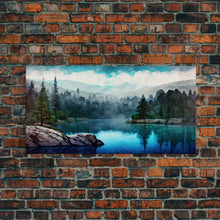Load image into Gallery viewer, Blue Lake Art | Framed Canvas Print | Blue Lake Painting | Oregon Lake House Decor | Guest Room Landscape Painting | Trillium Lake Painting
