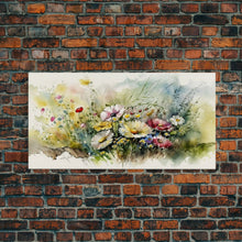 Carregar imagem no visualizador da galeria, Abstract Watercolor Wildflower Meadow Painting, Canvas Print, Colorful Botanical Art Prints, Abstract flower Art, Extra Large Painting
