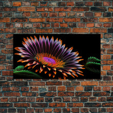 Load image into Gallery viewer, Neon Flowers Wall Art, Framed Canvas Print, Original Flower Painting, Mother's Day Gift, Floral Decor, Black Background Flower Art
