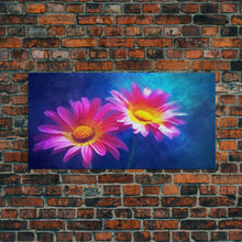 Load image into Gallery viewer, Gerbera Wall Decor, Floral Wall Art, Nature Print, Purple Flowers Wall Art, Panoramic Wall Decor, Canvas Print, Wall Art, Framed Canvas Art
