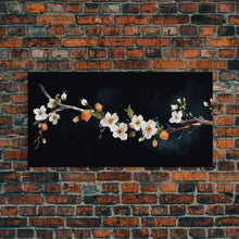Cargar imagen en el visor de la galería, Cherry Blossoms Wall Decor, Floral Wall Art, White Flowers Wall Art, Panoramic Wall Decor, Canvas Print, Wall Art, Framed Canvas Art

