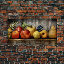 Cargar imagen en el visor de la galería, Fruits Wall Art, Food Art, Pineapple, Apples, Orange, Kitchen Wall Decor, Panoramic Wall Decor, Canvas Print, Wall Art, Framed Canvas Art
