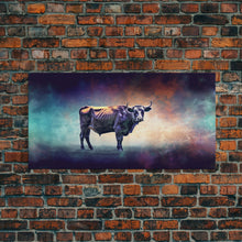 Carregar imagem no visualizador da galeria, Bull Wall Art, Animal Wall Art, Nature Art, Minimalist Art, Panoramic Wall Decor, Canvas Print, Wall Art, Framed Canvas Art
