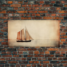 Carregar imagem no visualizador da galeria, Foggy Ocean Wall Art, Ship Painting Wall Decor, Abstract Wall Decor, Panoramic Wall Decor, Canvas Print, Wall Art, Framed Canvas Art
