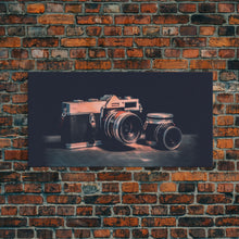 Cargar imagen en el visor de la galería, Film Camera Wall Decor, Camera Wall Art, Retro Wall Art, Photography Art, Panoramic Wall Decor, Canvas Print, Wall Art, Framed Canvas Art
