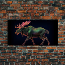 Carregar imagem no visualizador da galeria, Abstract Moose Wall Art, Animal Art Print, Nature, Minimalist Wall Art, Panoramic Wall Decor, Canvas Print, Wall Art, Framed Canvas Art
