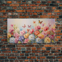Carregar imagem no visualizador da galeria, Butterfly Wall Art, Flowers Wall Art, Colorful Fowers, Panoramic Art, Wall Art, Canvas Art, Landscape Art, Meadow Art, Botanical Art
