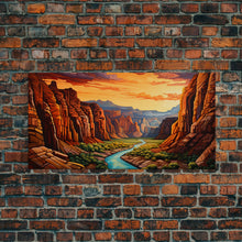 Load image into Gallery viewer, Canyon Wall Art, River Wall Print, Panoramic Art, Wall Art, Canvas Art, Landscape Art, Gift For Him, Rustic Wall Decor, Teen Boy Wall Art

