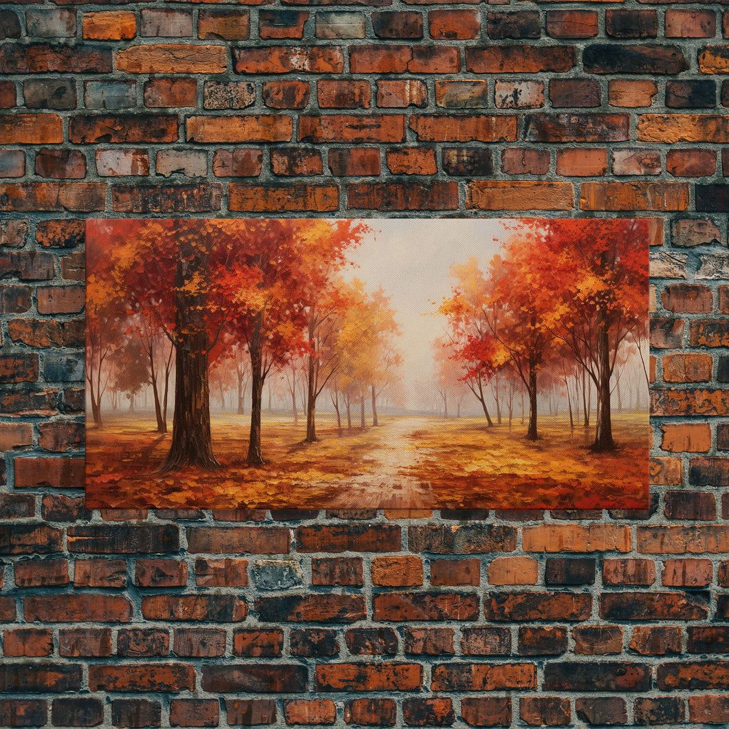 Fall Decor, Beautiful Forest In Early Autumn, Landscape Framed Canvas Print Painting, Wall Art, Wall Decor, Autumn Decor, Farmhouse Decor