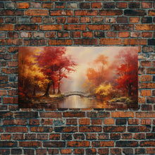 Carregar imagem no visualizador da galeria, Fall Centerpiece, Beautiful Forest In Early Autumn, Landscape Framed Canvas Print Painting, Wall Art, Wall Decor, Autumn Decor, Farmhouse
